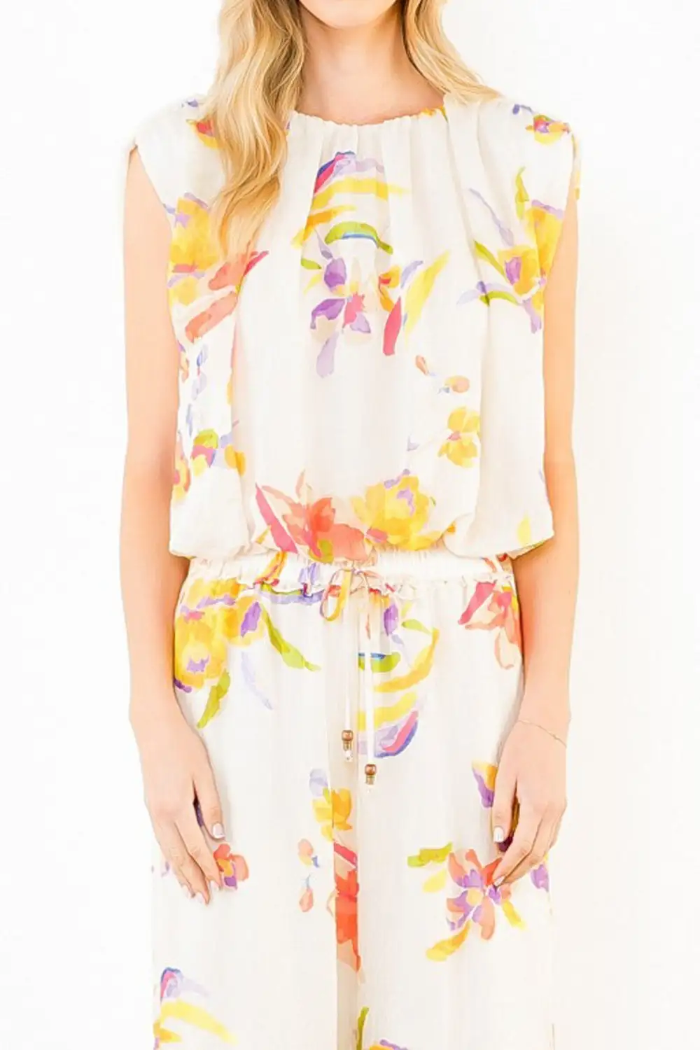 Floral Printed Bubble Hem Tank Top