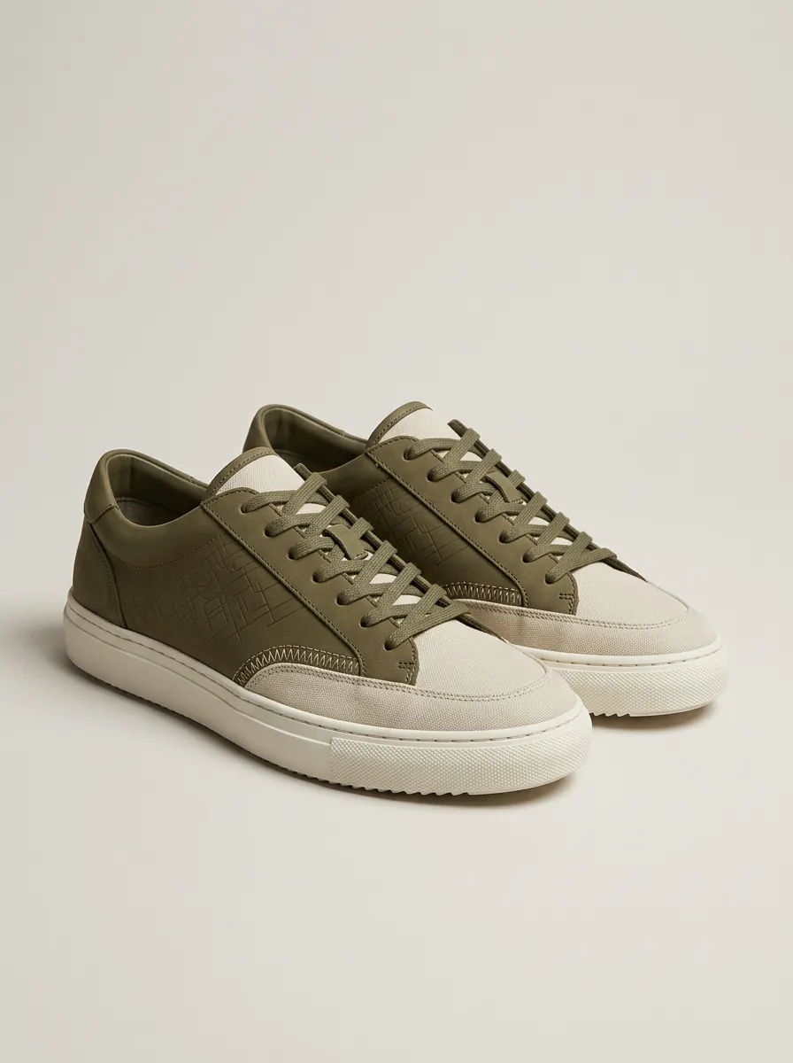 Men's Geometric Embossed Canvas Printed Casual Shoes