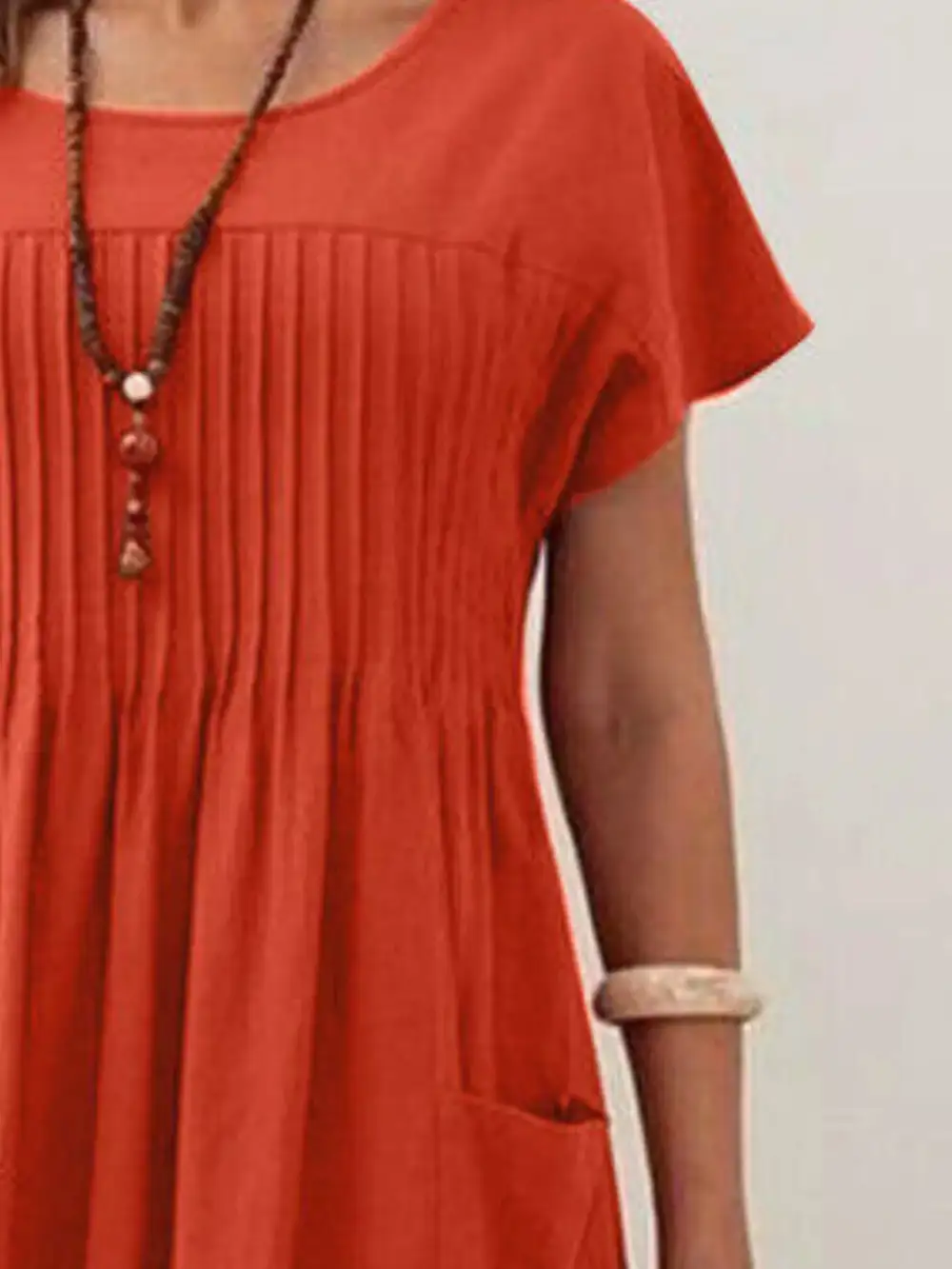 Full Size Round Neck Short Sleeve Midi Dress Plus Size