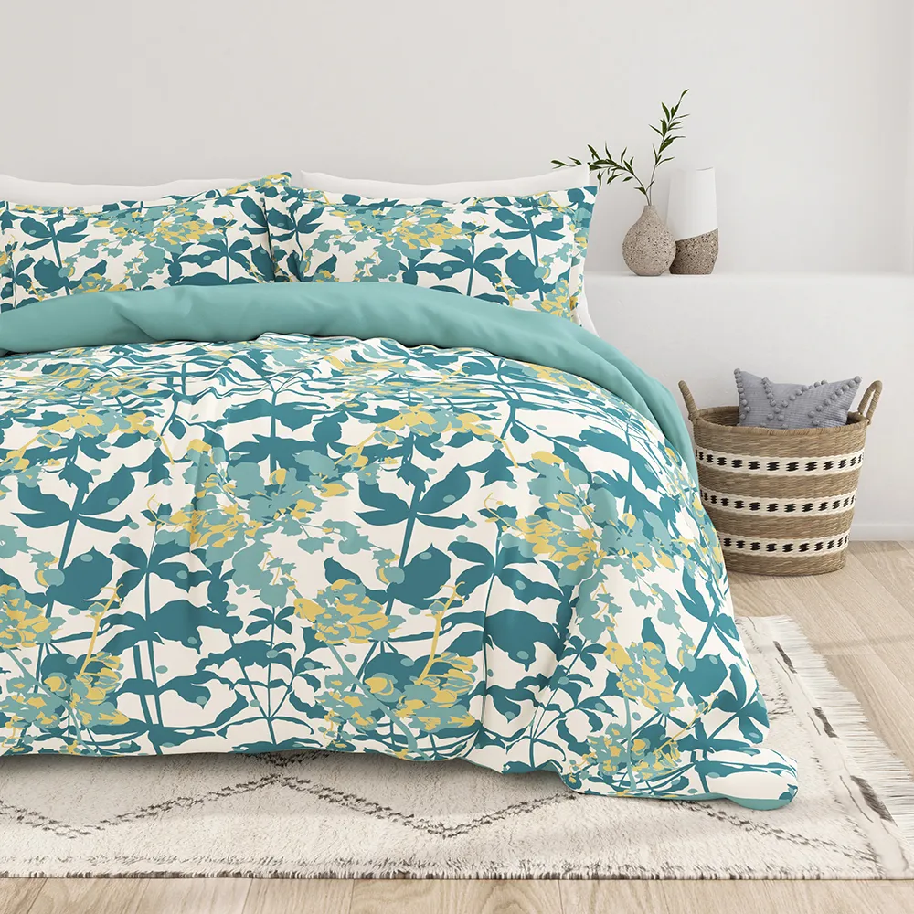 Boho Flower Pattern Reversible Duvet Cover Set