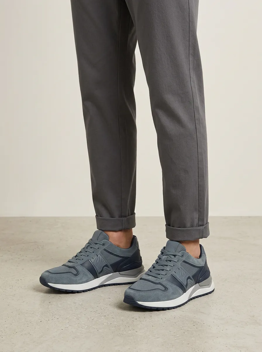 Men's Casual Sporty Wave Pattern Print Sneakers