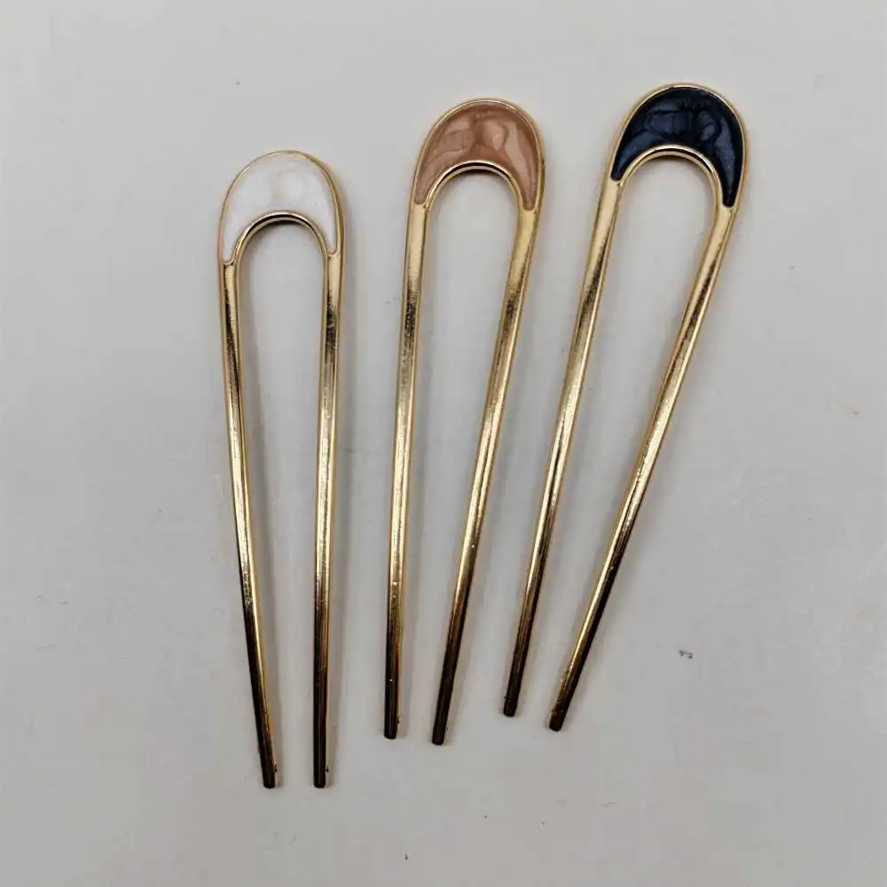 Set Of Vintage French Hair Forks U Shaped Metal Hairpins