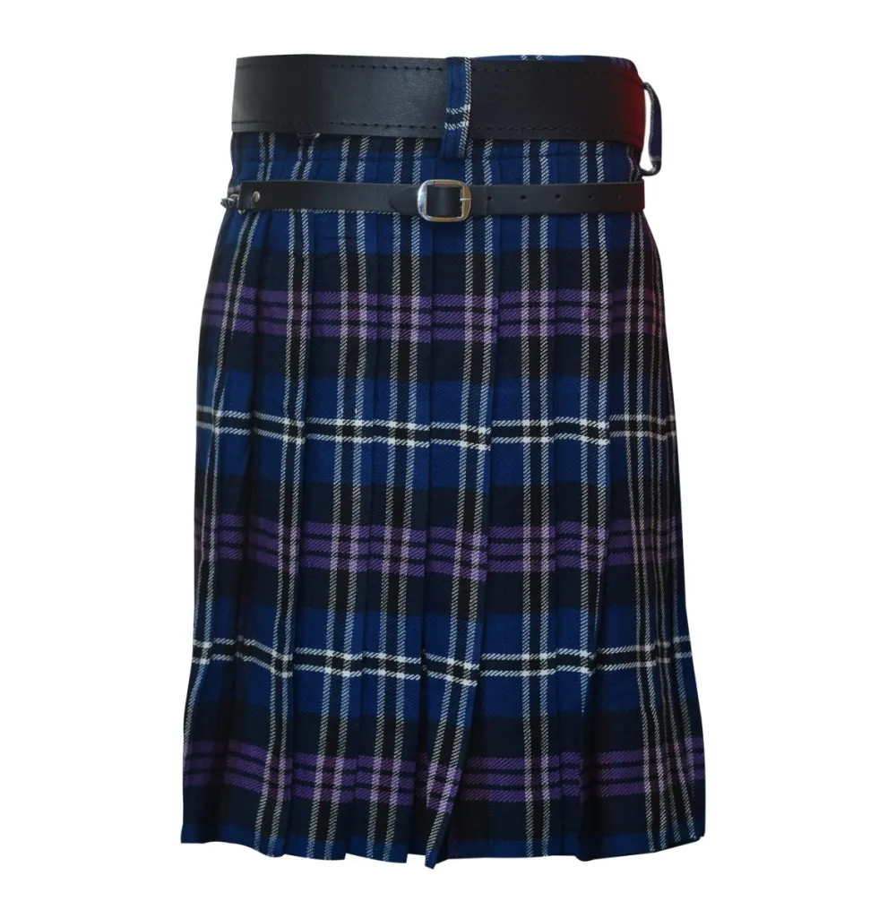 Blue Pleated Skirt With Belt