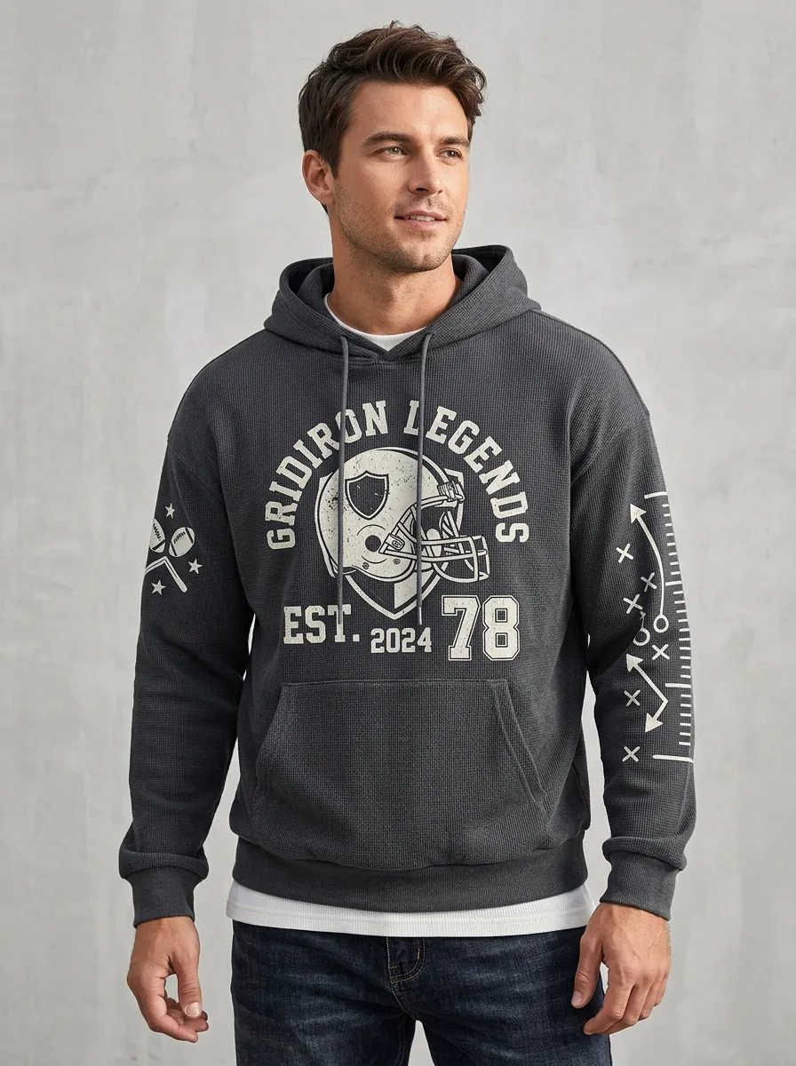 Men's Gridiron Helmet Ball Playbook Graphic Hoodie