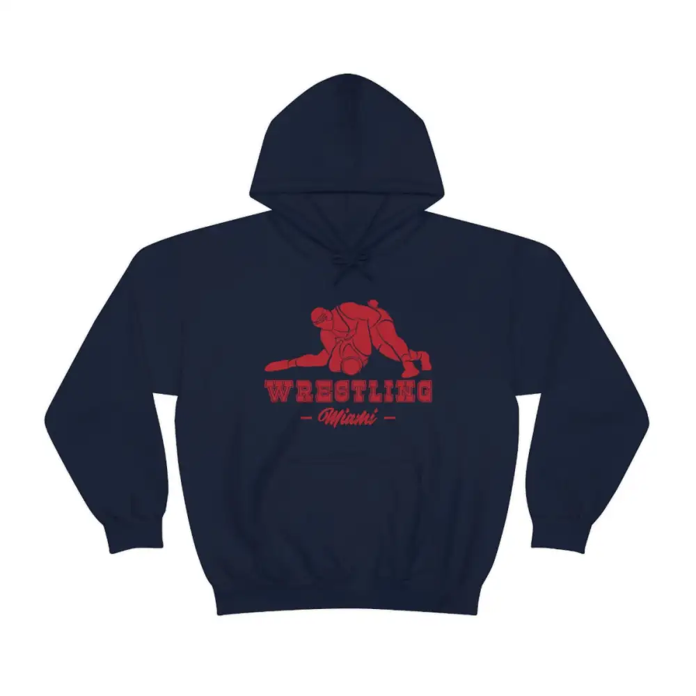 Relaxed Sport Print Wrestling Graphic Pullover Hoodie