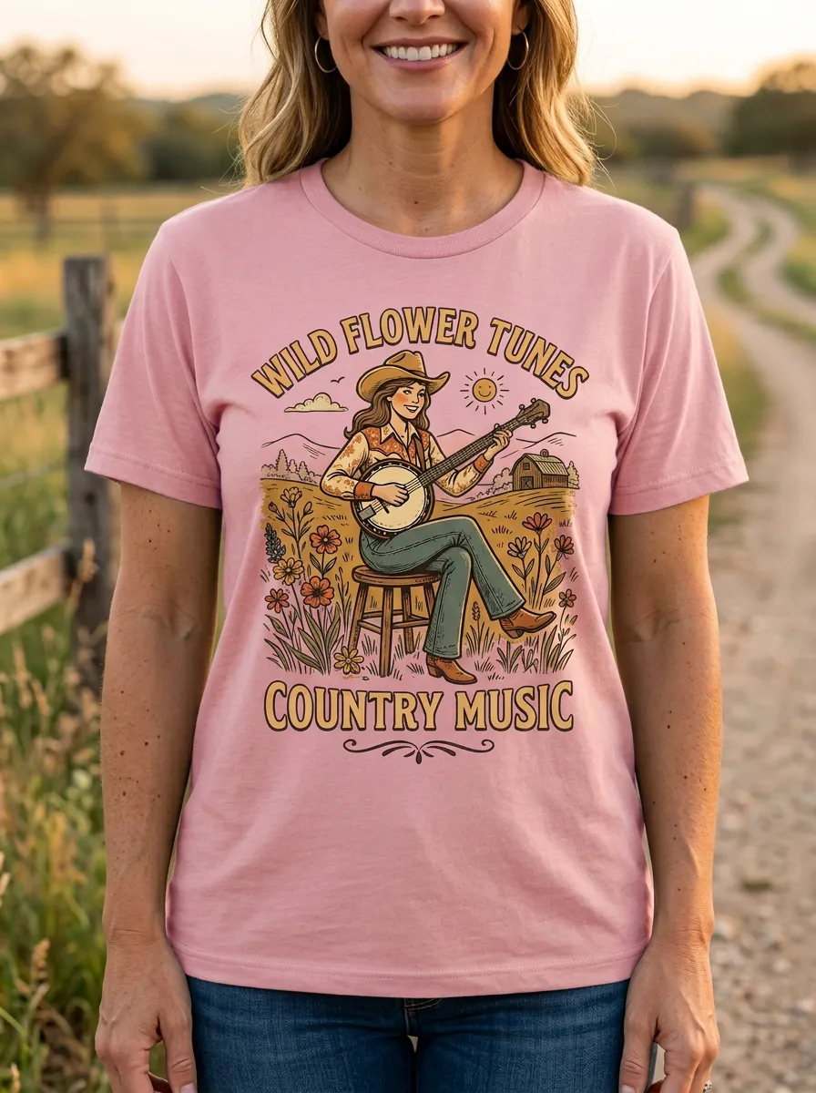 Backroad Banjo Women's Country Music Casual T-Shirt