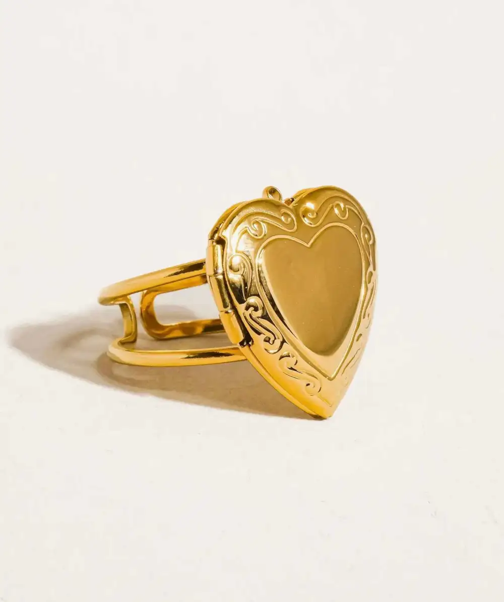 Adjustable Locket Statement Ring