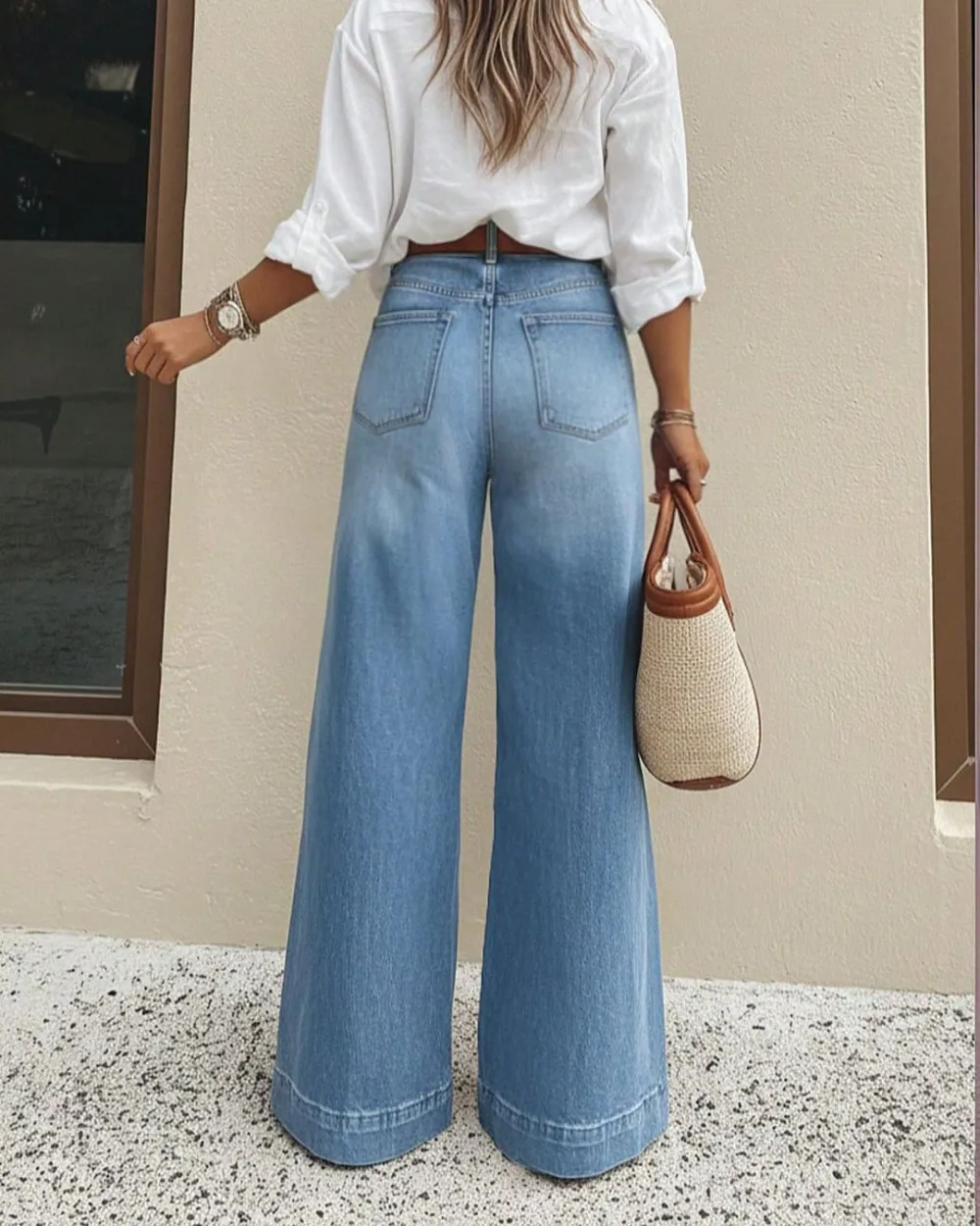 Vintage Washed Relaxed Wide-Leg Jeans