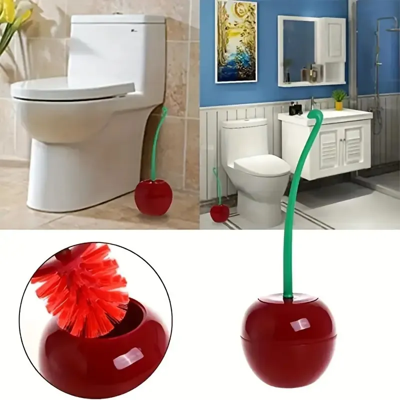 Clean Cherry Plastic Toilet Brush With Base