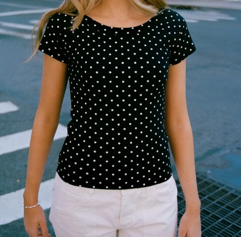 Soft Navy Polka Dot Top