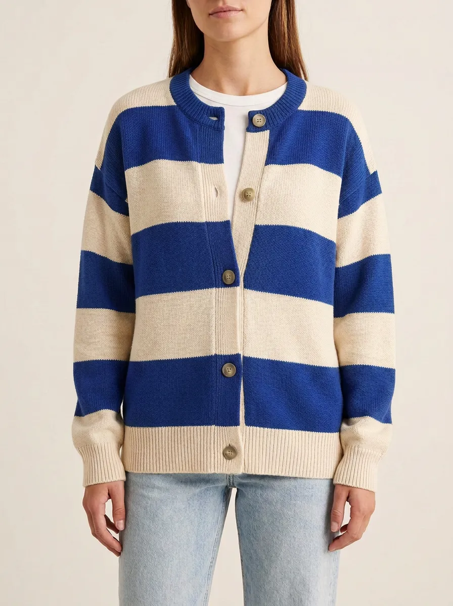 Weekend Distinctive Rugby Striped Knit Cardigan
