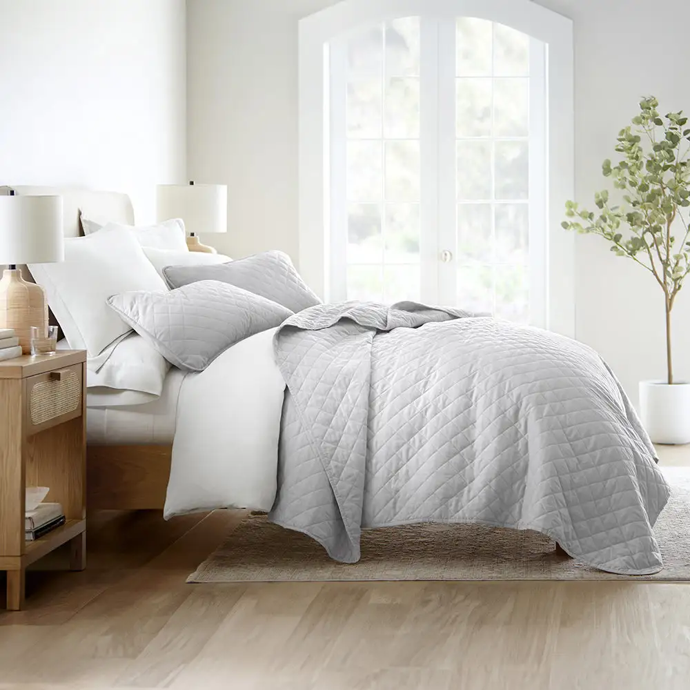 Diamond Stitch Quilted Coverlet Set