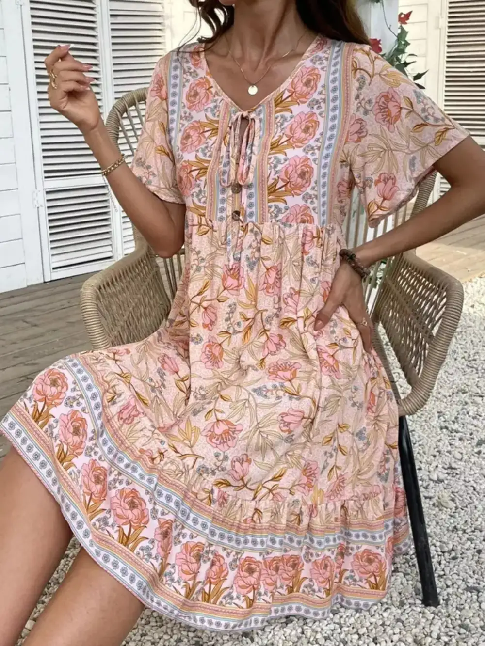 Comfort Fit Printed Short Sleeve Mini Dress