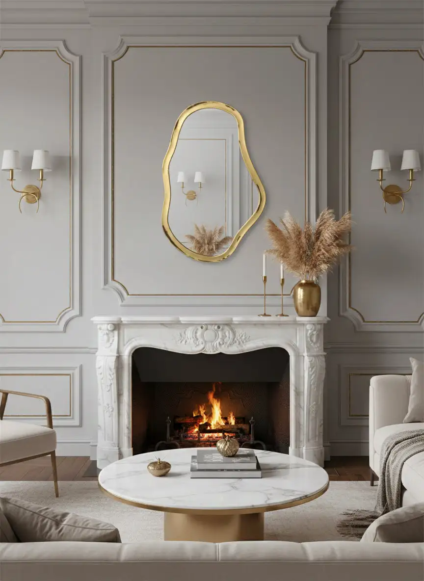 Asymmetrical Brass Accent Wall Mirror