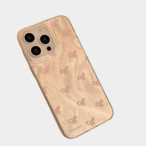 Bow Cat Textured Wave Textured Phone Case
