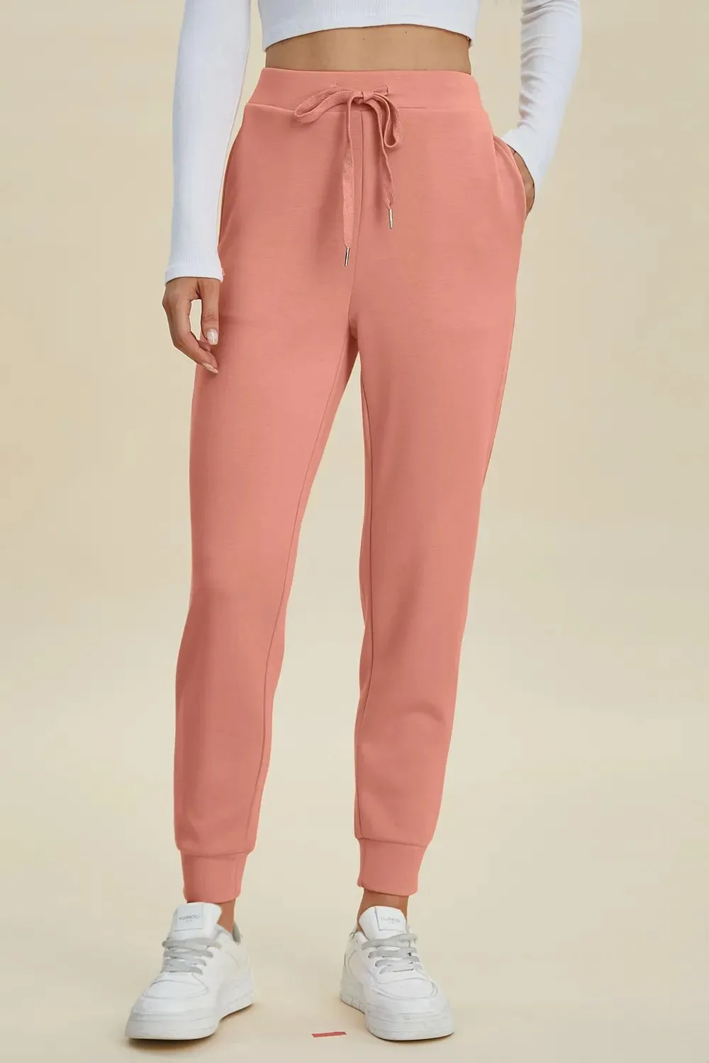 Relaxed High Waist Drawstring Casual Pants