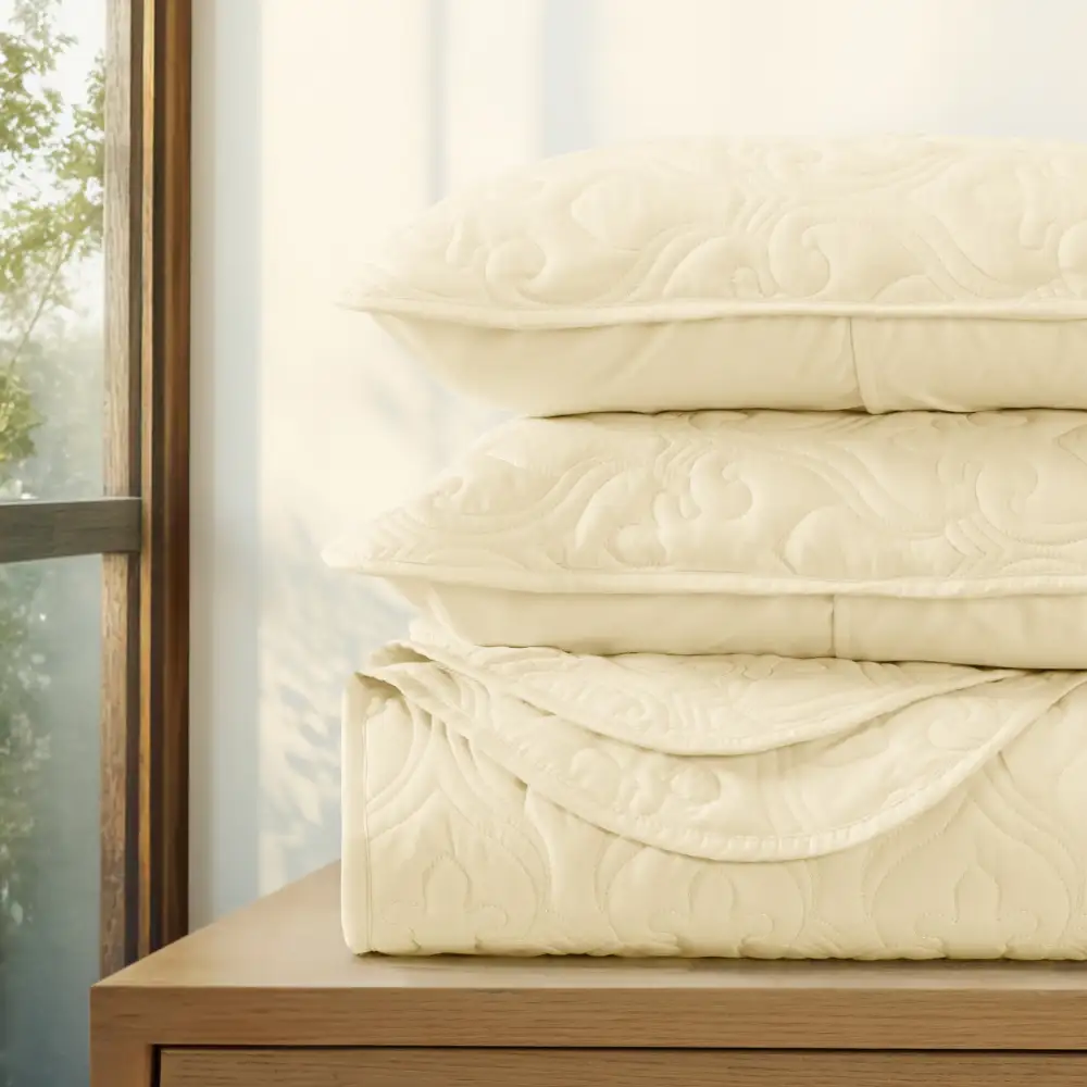 Damask Quilted Coverlet Set
