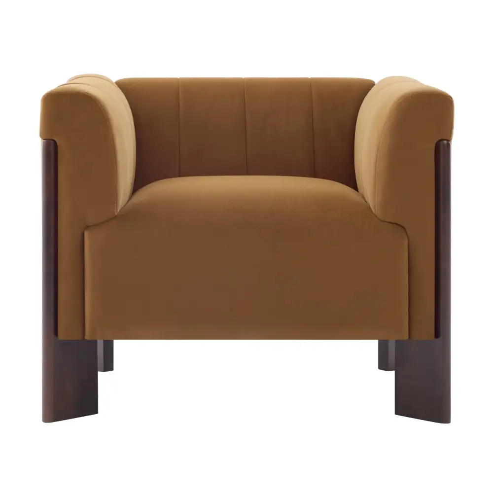 Modern Velvet Channel Tufted Accent Armchair