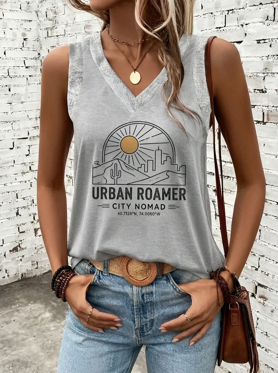 Women's Urban Roamer City Nomad Desert Sun Printed Tank Top