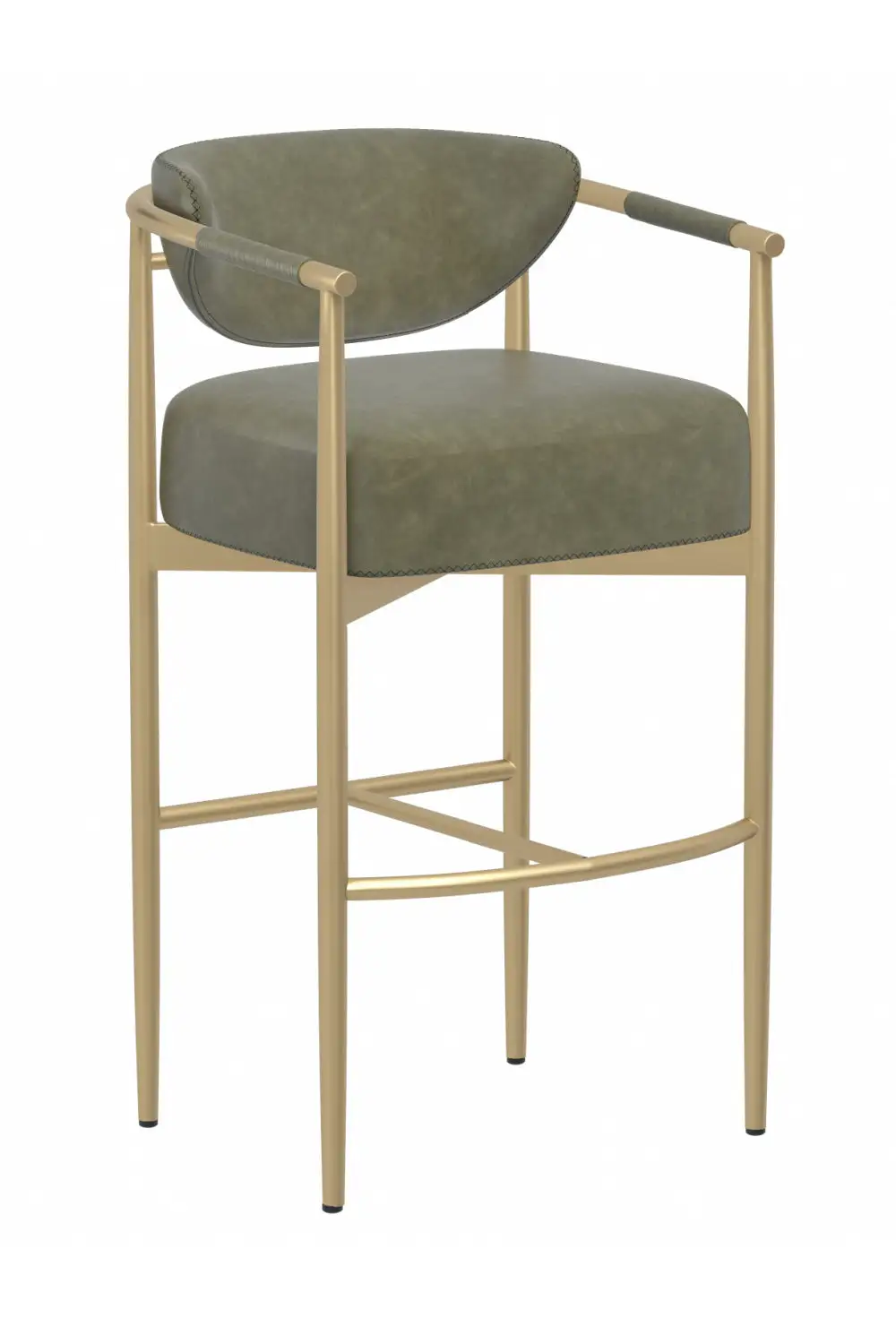 Modern Leather Leather-Look Bar Stool