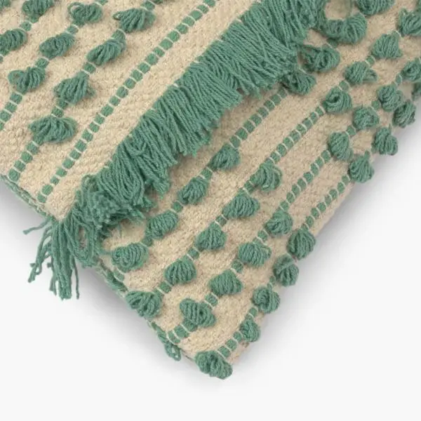 Fringed Green Pillow Cover