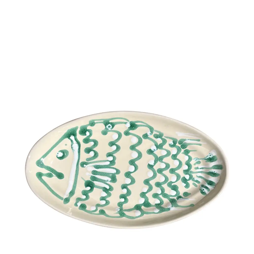Hand-Painted Oval Ceramic Serving Plate