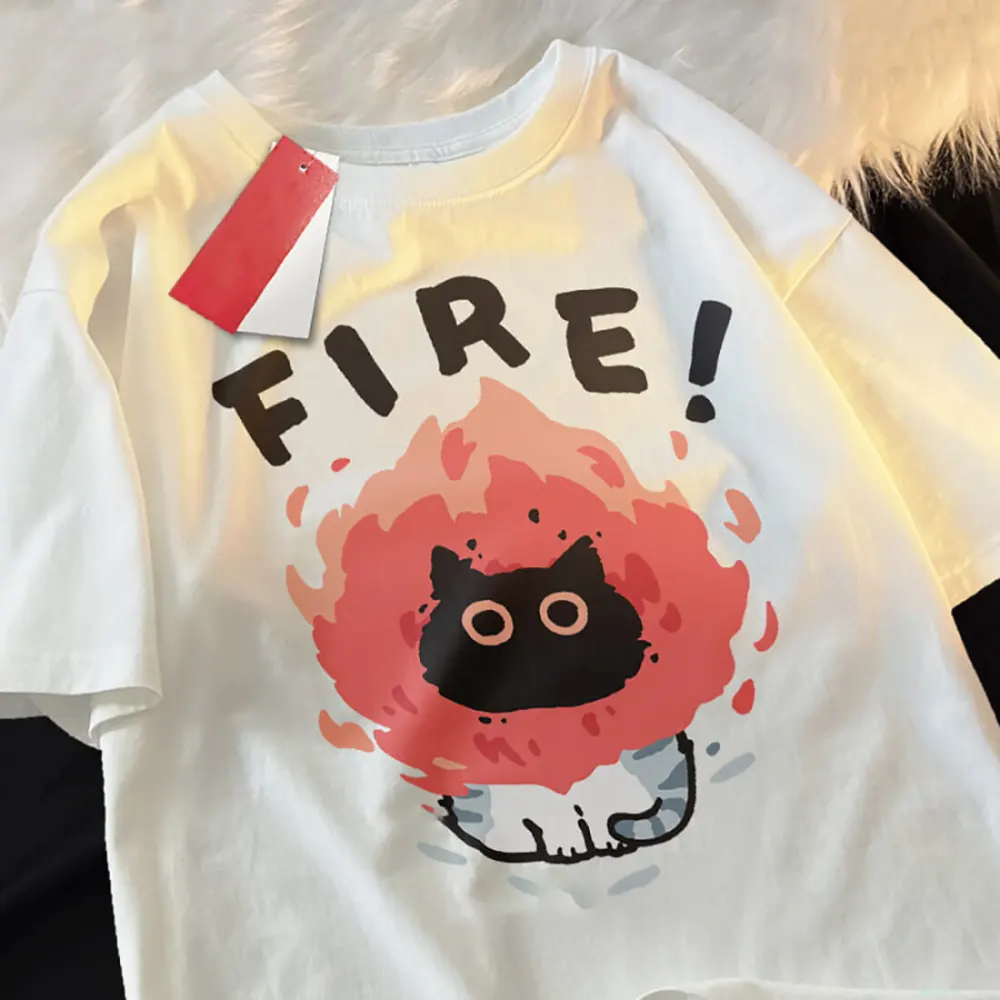 Cat Fire Graphic T-Shirt