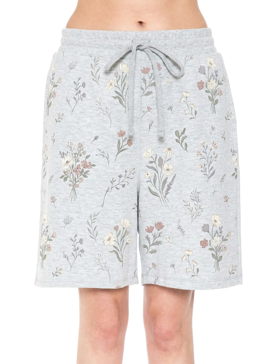Women's Botanical Floral Pattern Printed Drawstring Shorts