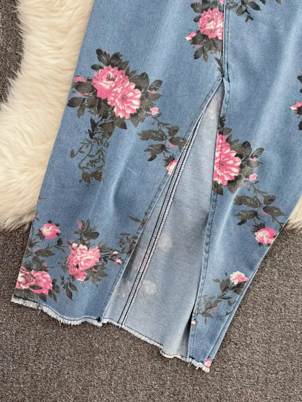 Smocked Denim Coordinated Set Pants