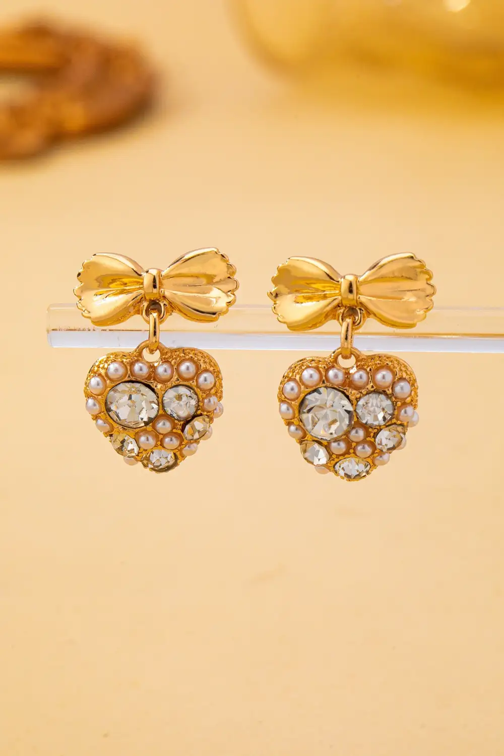 Romantic Crystal Pearl Bow Dangle