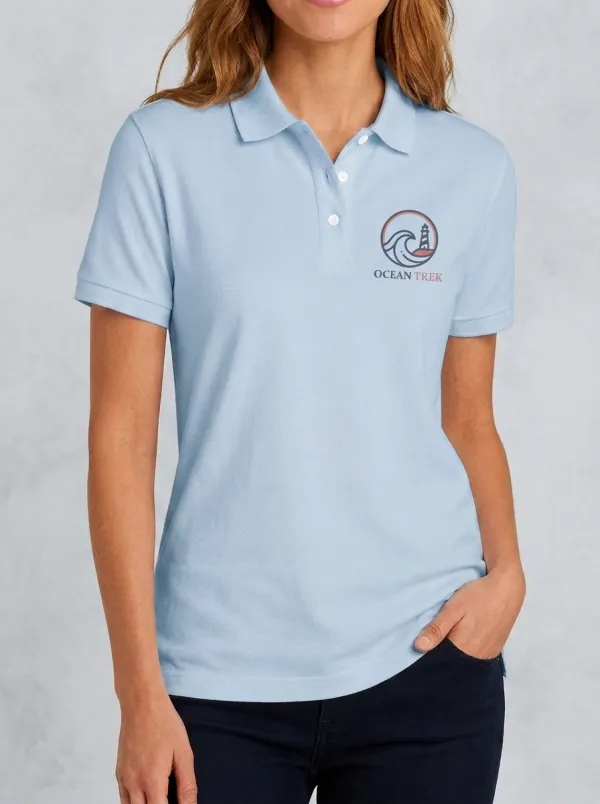Women's Ocean  Lighthouse Wave Printed polo shirt