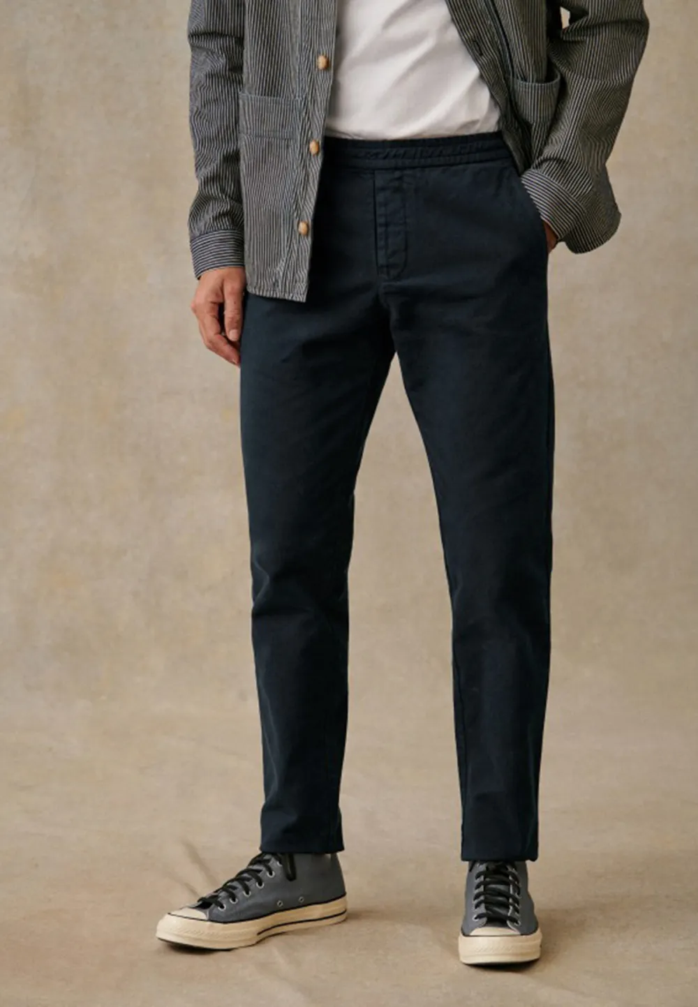 Olive Green Cotton Linen Blend Casual Trousers