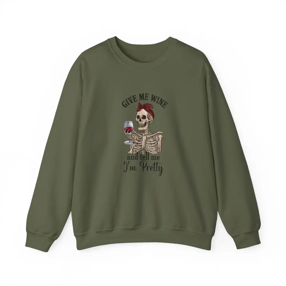 Skeleton Wine Graphic Crewneck Sweatshirt