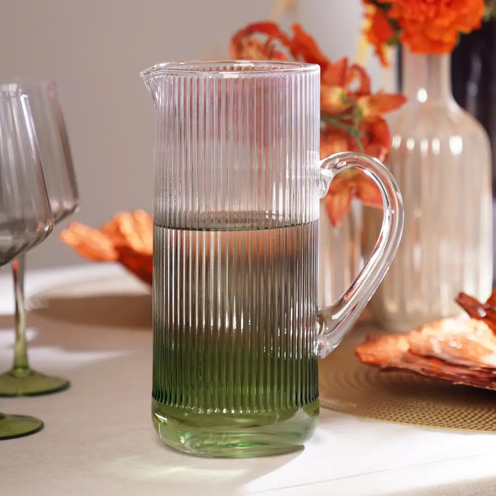 Ribbed Ombre Glass Jug