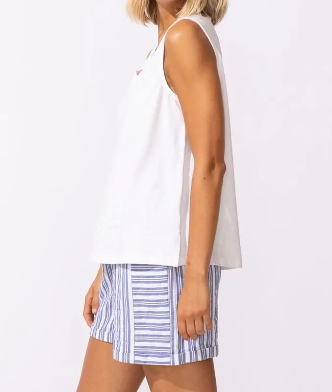 Cotton Embroidered V-Neck Sleeveless Tank