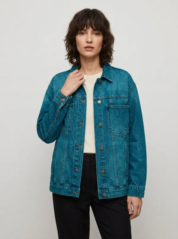 Women's Casual Vintage Wash Denim Button-Up Jacket