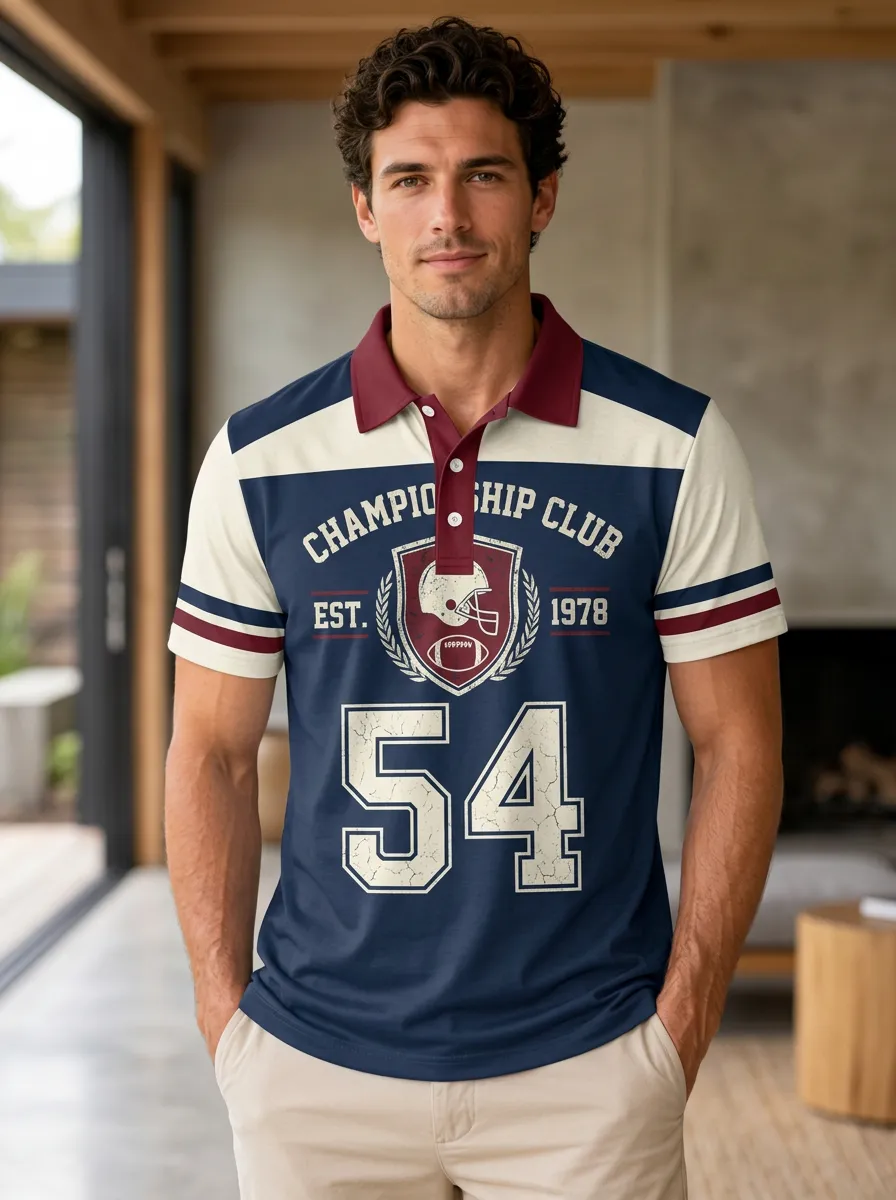 Men's Gridiron Helmet Graphic Polo Shirt