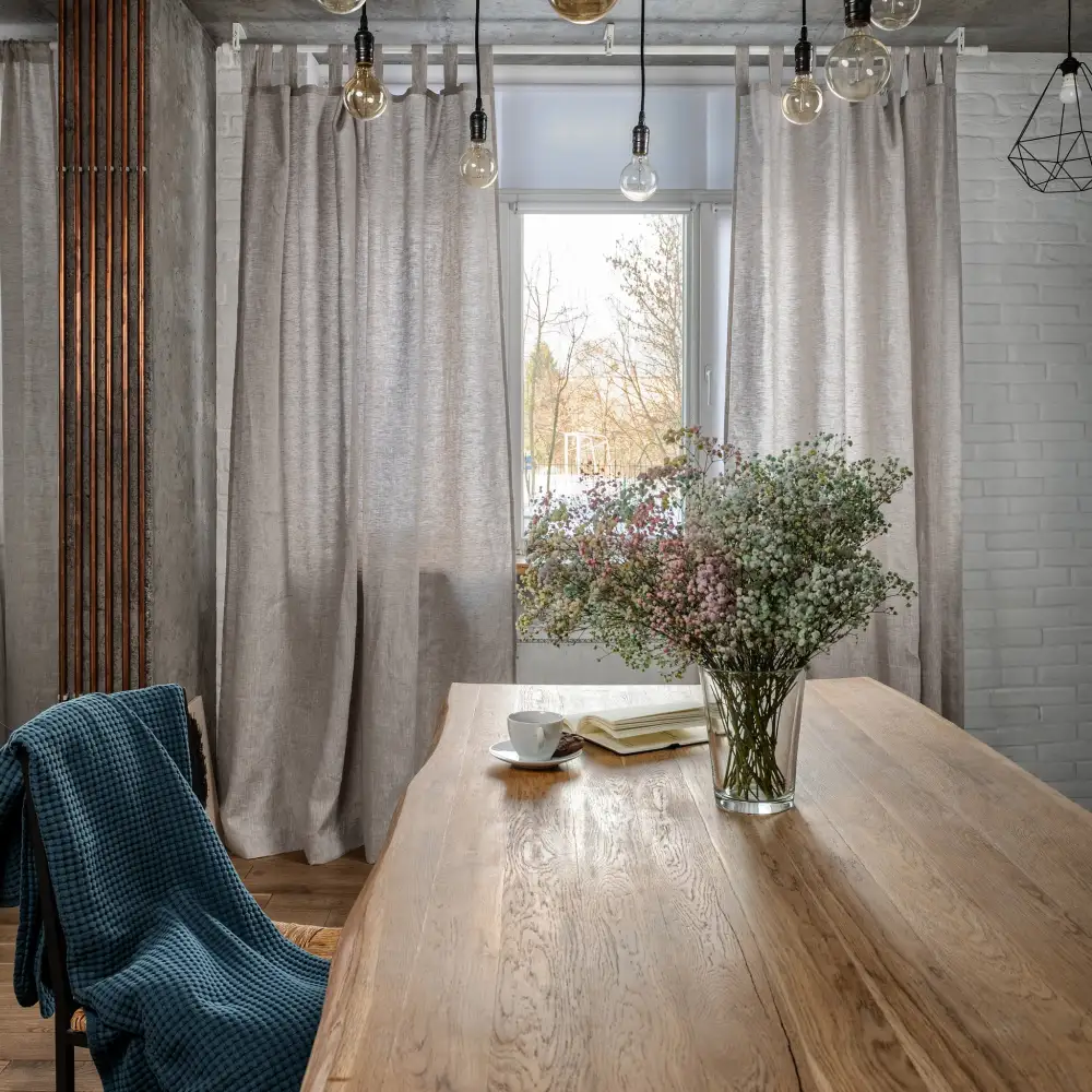 Tab Top Linen Curtain Panel