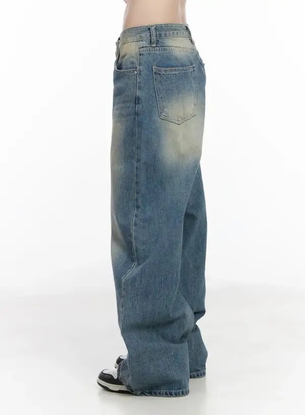Vintage-Detail Vintage Wash Baggy Jeans