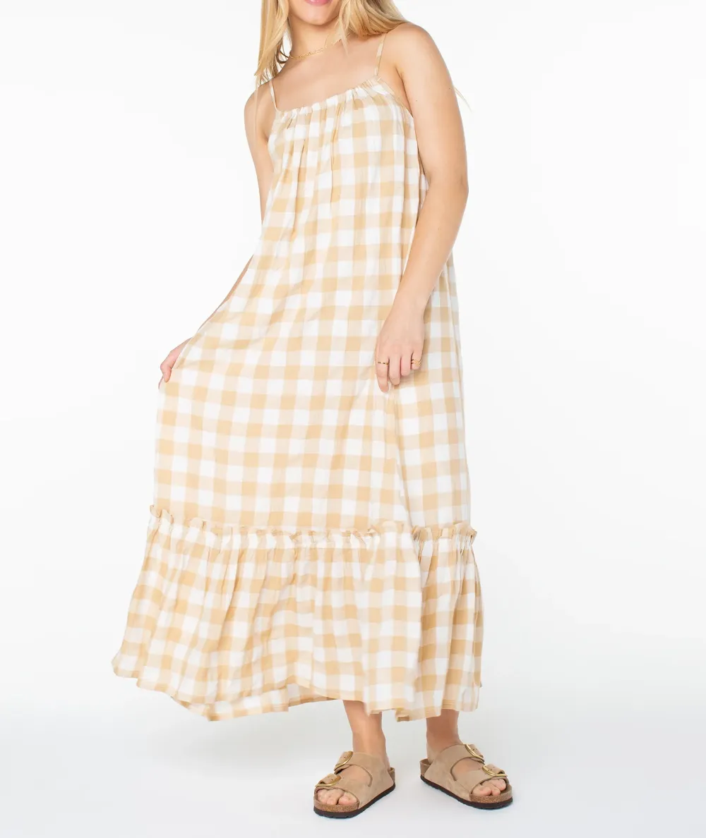 Checkered Bandeau Casual Dress