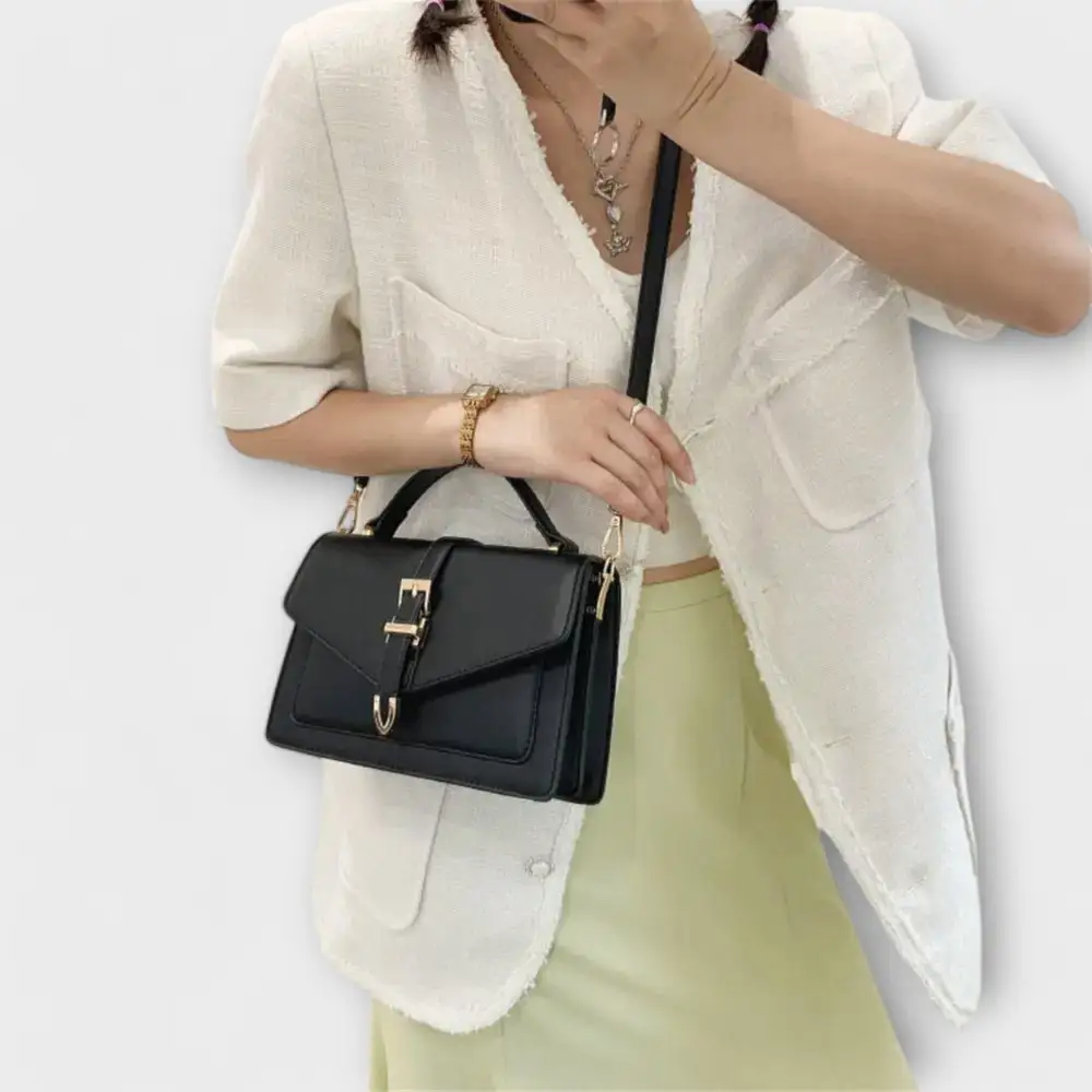 Pebbled Top Handle Shoulder Bag
