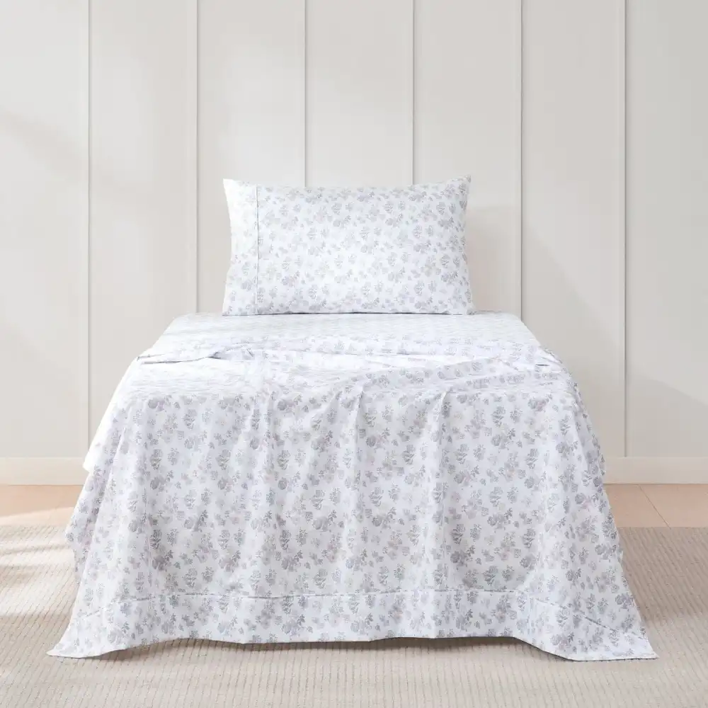 Simple Microfiber Floral Sheet Bedding Set