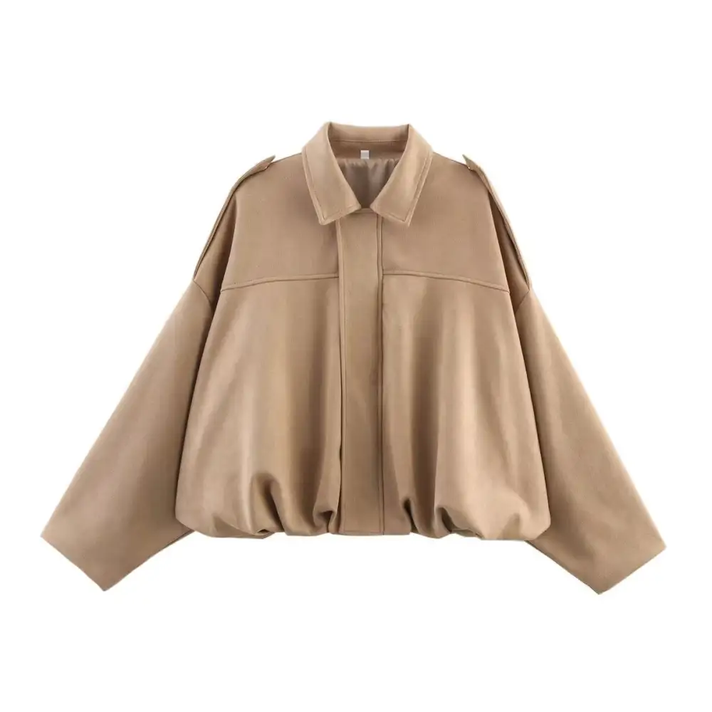 Cropped Suede Look Bomber Jacket