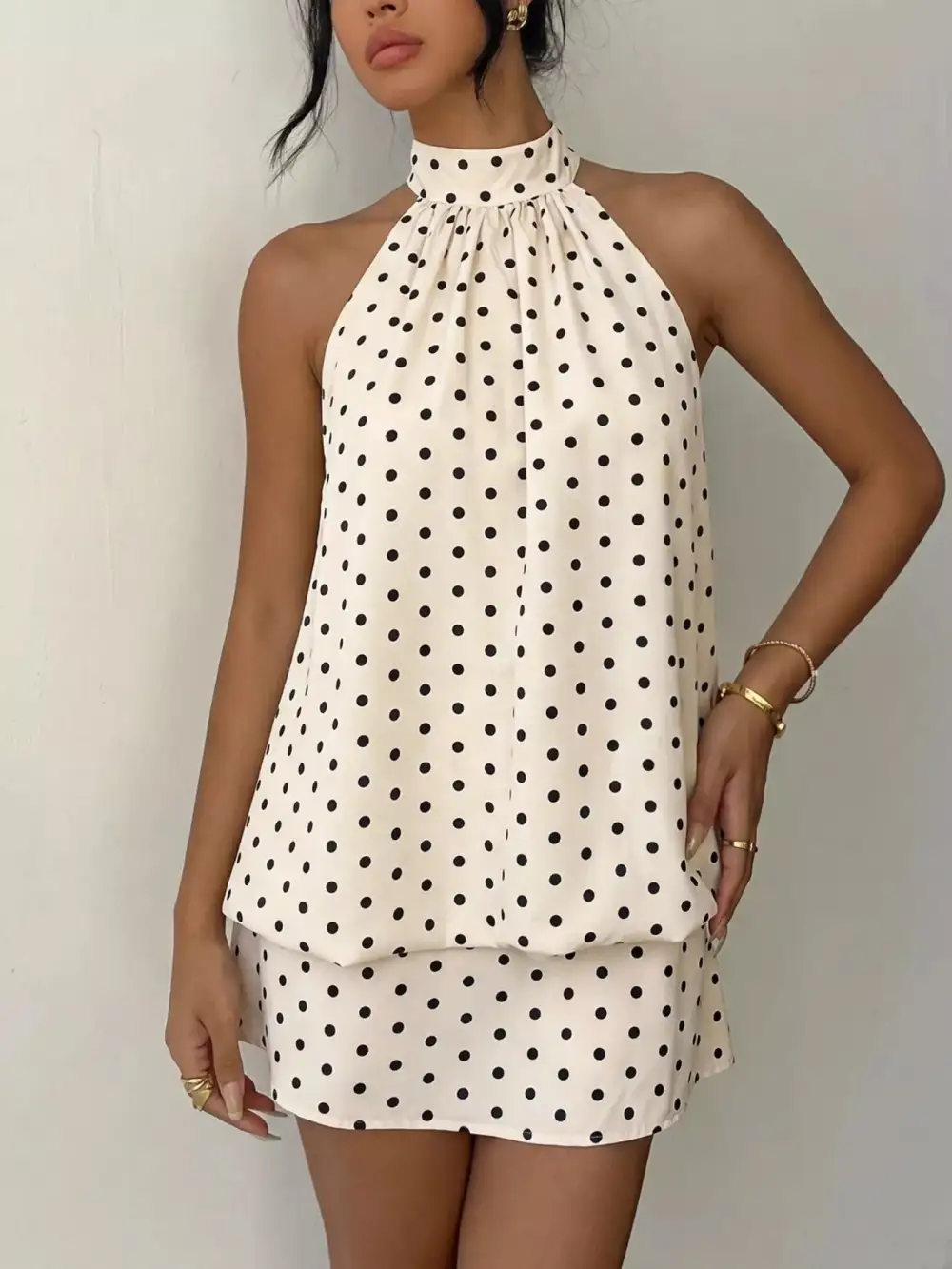 Halter Polka-Dot Mini Dress