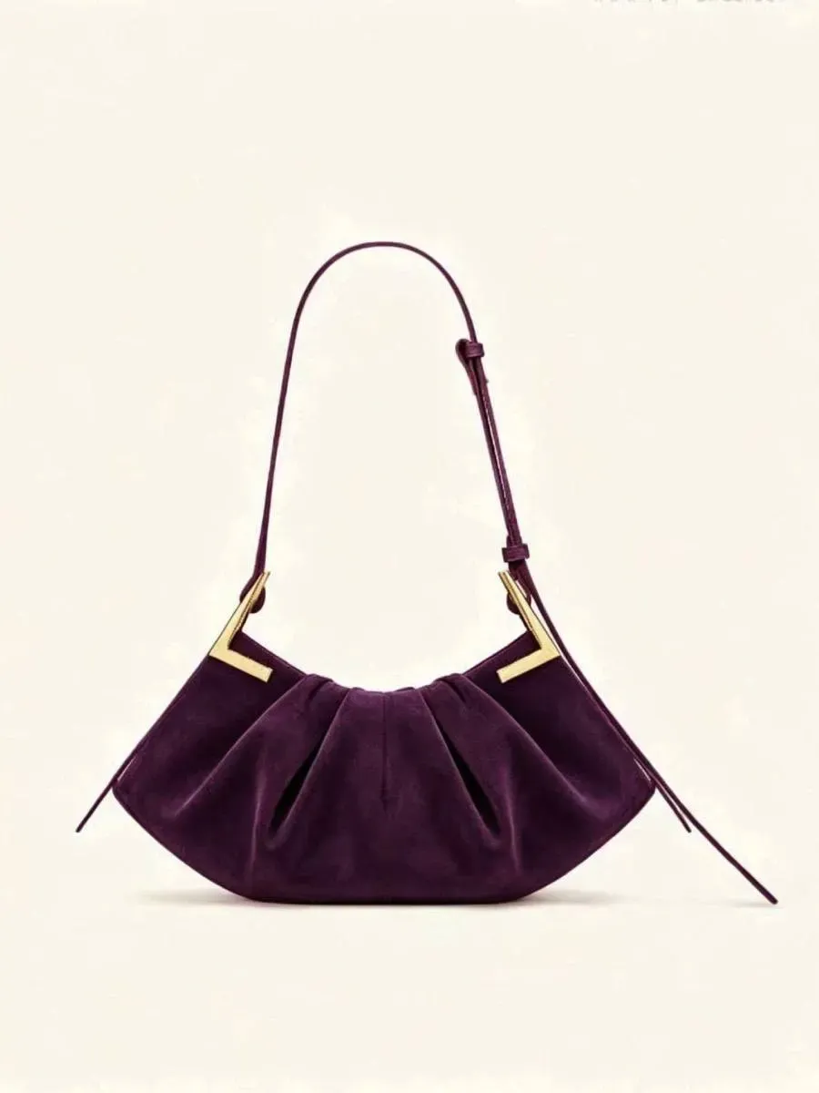 Ruby Velvet Pleated Handbag