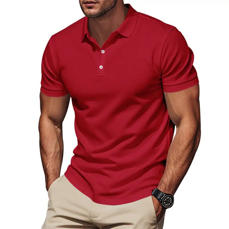 Pique Button Placket Short Sleeve Polo Shirt