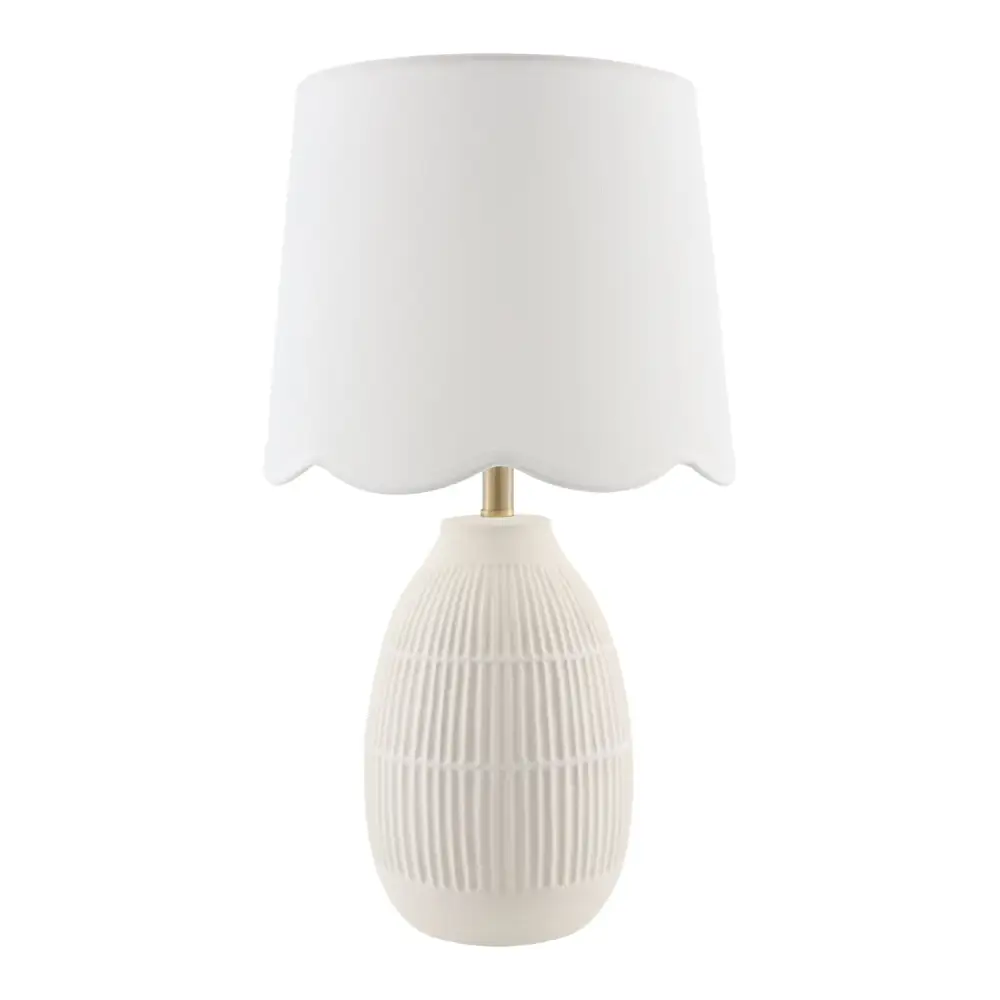 Refined Scalloped Linen Ceramic Table Lamp