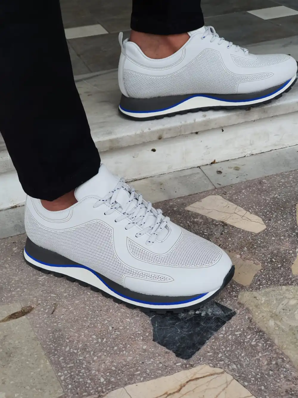 Leather High-Top Lace Up Sneakers