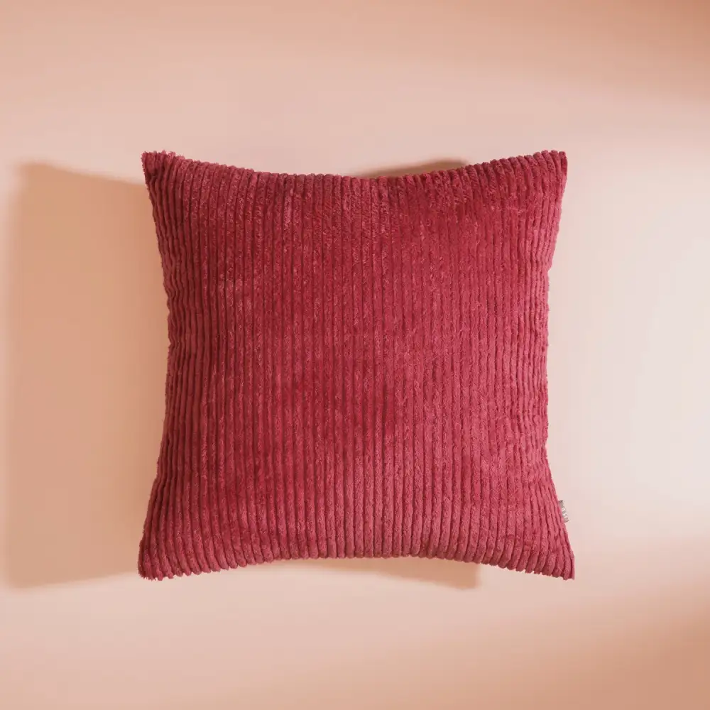 Red Textured Square Cushion Cover