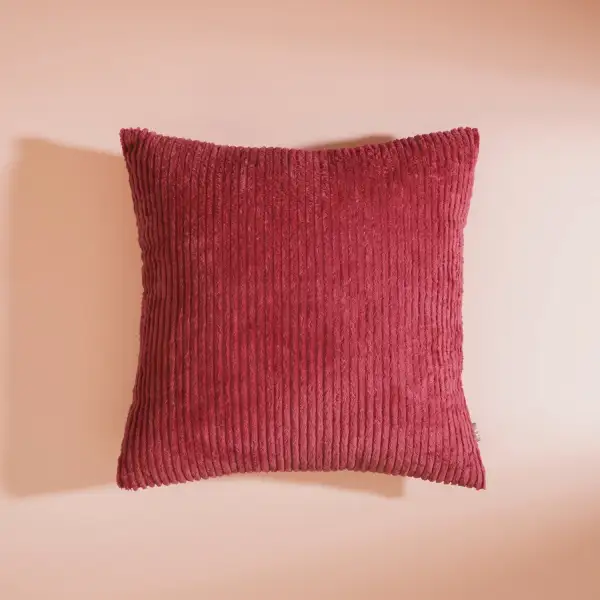 Red Textured Square Cushion Cover